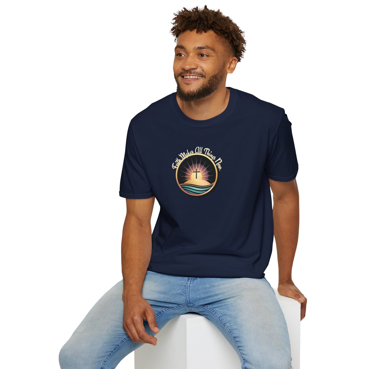 Unisex Softstyle T-Shirt - Shining Cross, Faith Makes All Things New