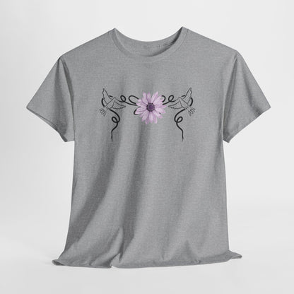 Unisex Heavy Cotton Tee - Doves with Flower
