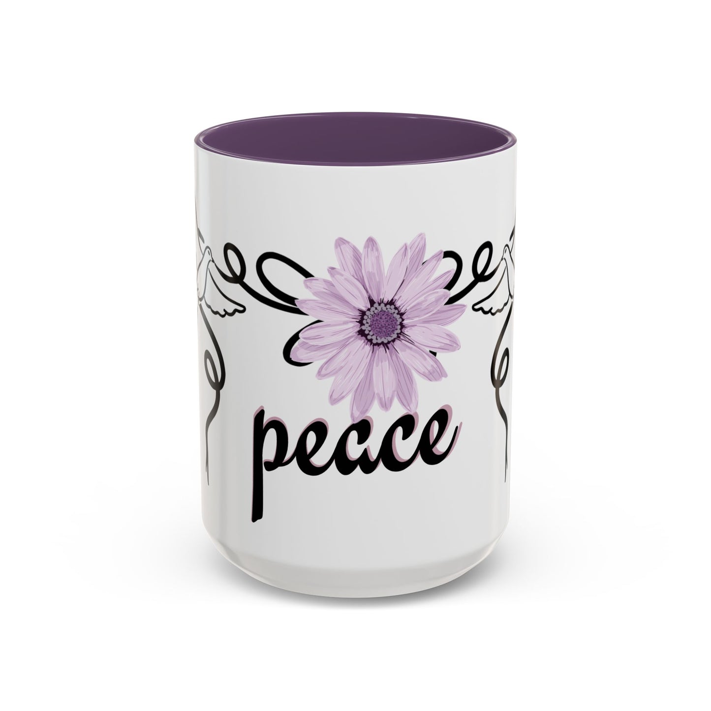Accent Coffee Mug - Doves with Flower & Peace