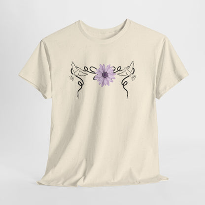 Unisex Heavy Cotton Tee - Doves with Flower