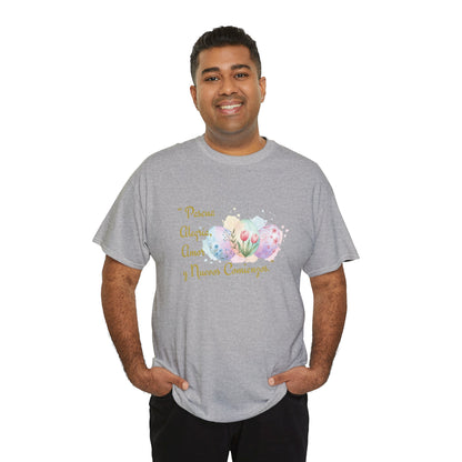 Unisex Heavy Cotton Tee - Easter, Joy, Love, & New Beginnings (Spanish Version)