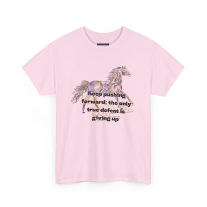 Unisex Heavy Cotton Tee Horse with a Quote Inspiring Success