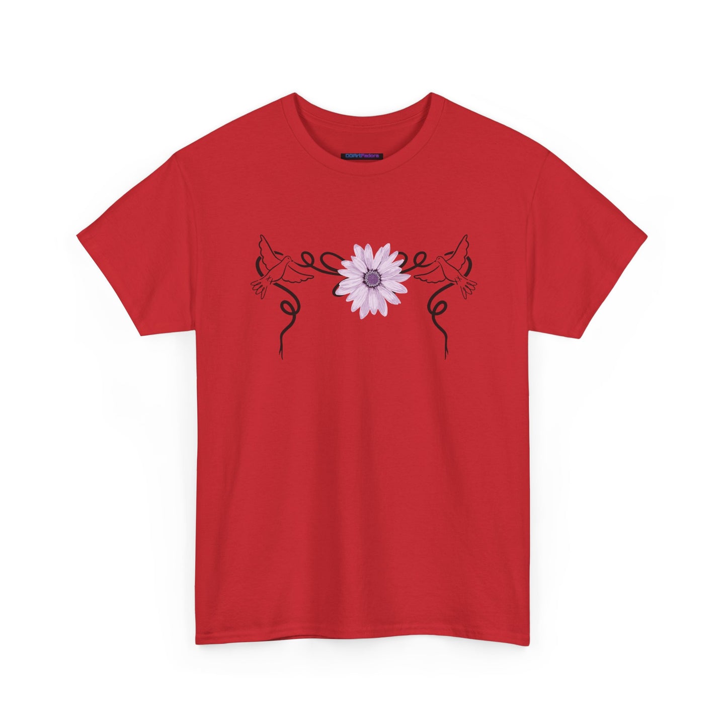 Unisex Heavy Cotton Tee - Doves with Flower