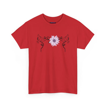 Unisex Heavy Cotton Tee - Doves with Flower