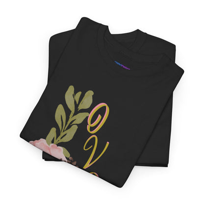 Floral “Love” Design - Unisex Heavy Cotton Tee