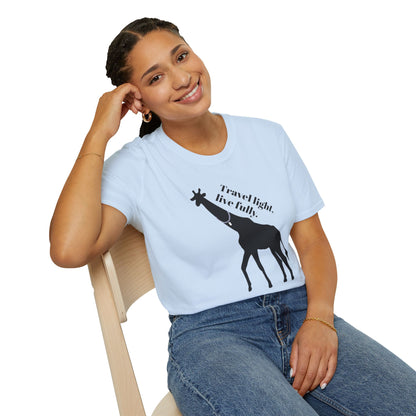 Unisex Softstyle T-Shirt Travel Light, Live Fully