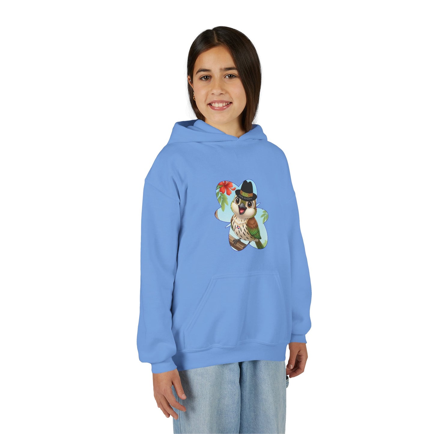 Youth Heavy Blend Hooded Sweatshirt Cigüita the Palmchat