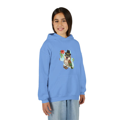Youth Heavy Blend Hooded Sweatshirt Cigüita the Palmchat