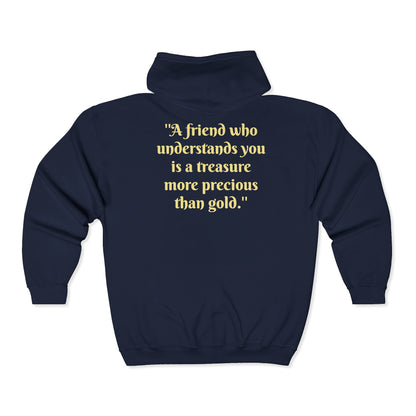 Unisex Heavy Blend Full Zip Hooded Sweatshirt Hand Shake and Friendship Quote
