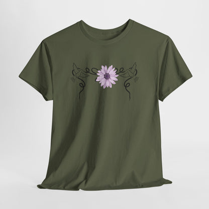 Unisex Heavy Cotton Tee - Doves with Flower