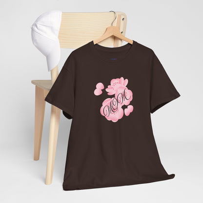 Stylish Mom Lettering with Pink Flowers - Heavy Cotton Tee