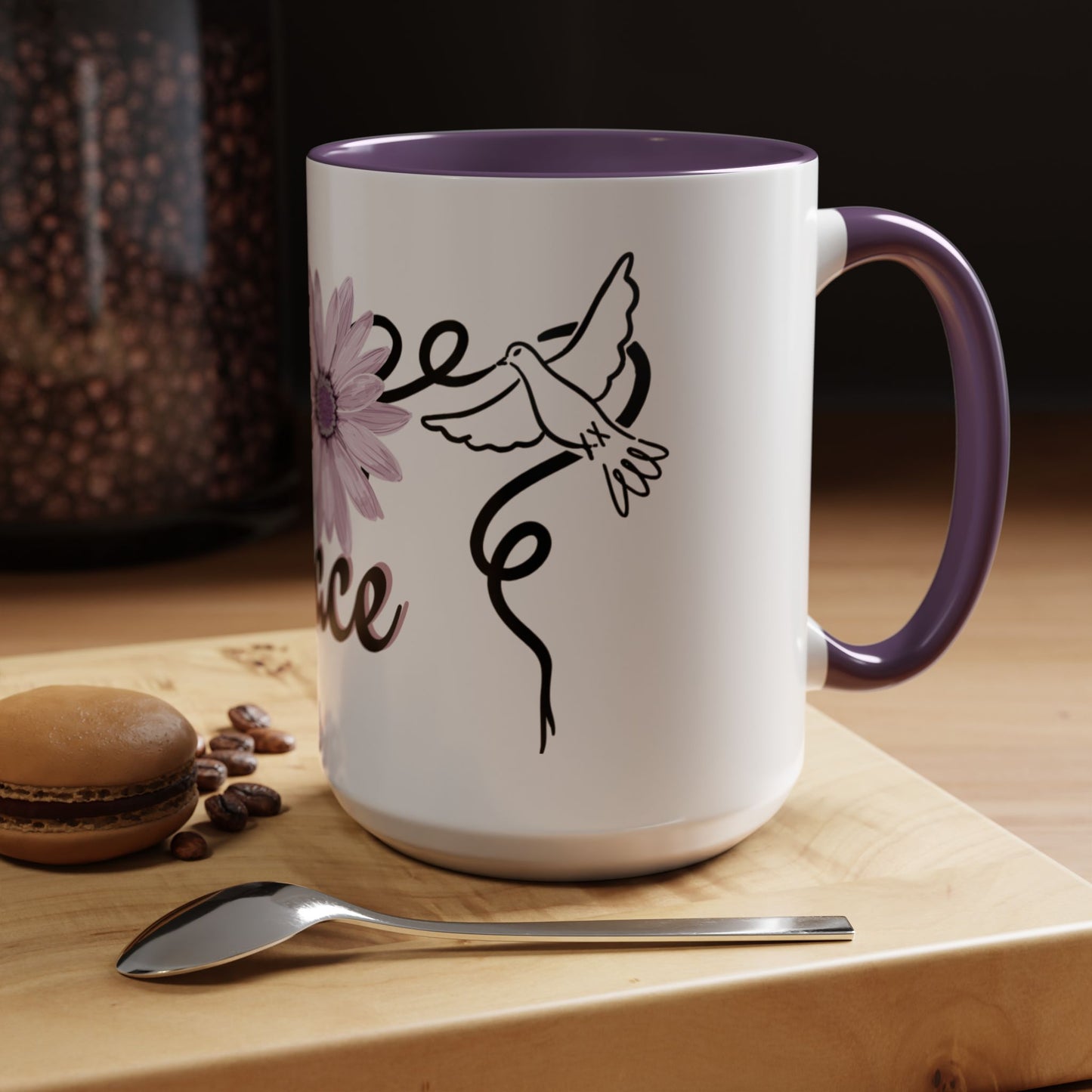 Accent Coffee Mug - Doves with Flower & Peace