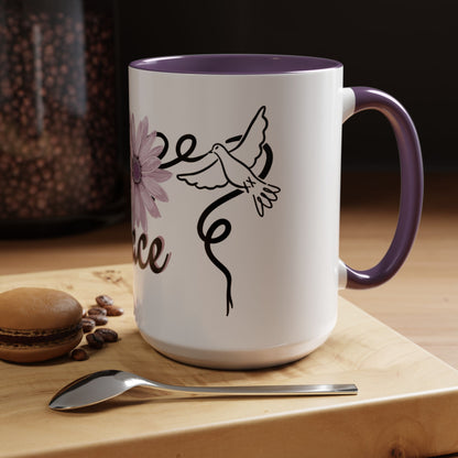 Accent Coffee Mug - Doves with Flower & Peace