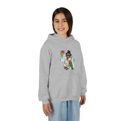 Youth Heavy Blend Hooded Sweatshirt Cigüita the Palmchat