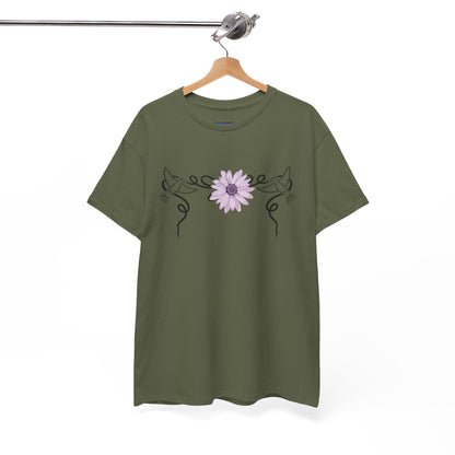 Unisex Heavy Cotton Tee - Doves with Flower