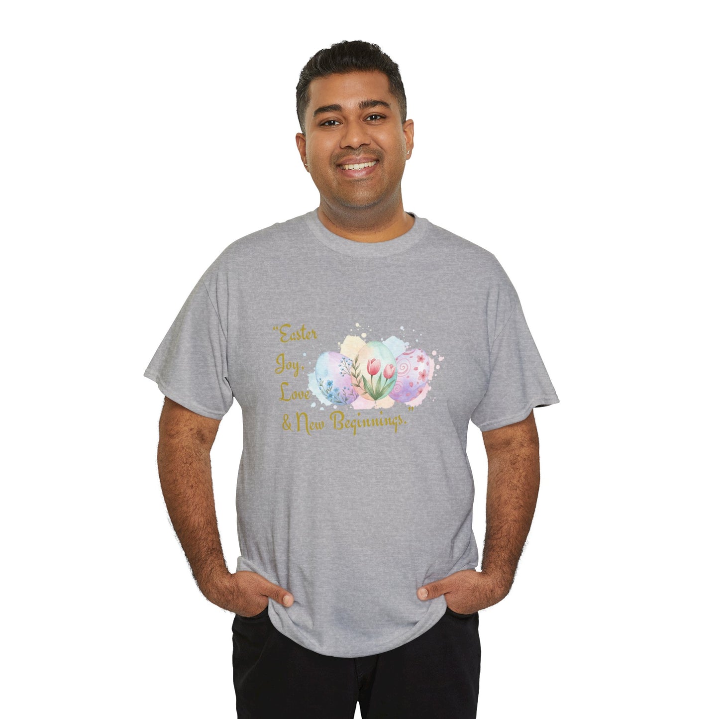 Unisex Heavy Cotton Tee - Easter, Joy, Love, & New Beginnings