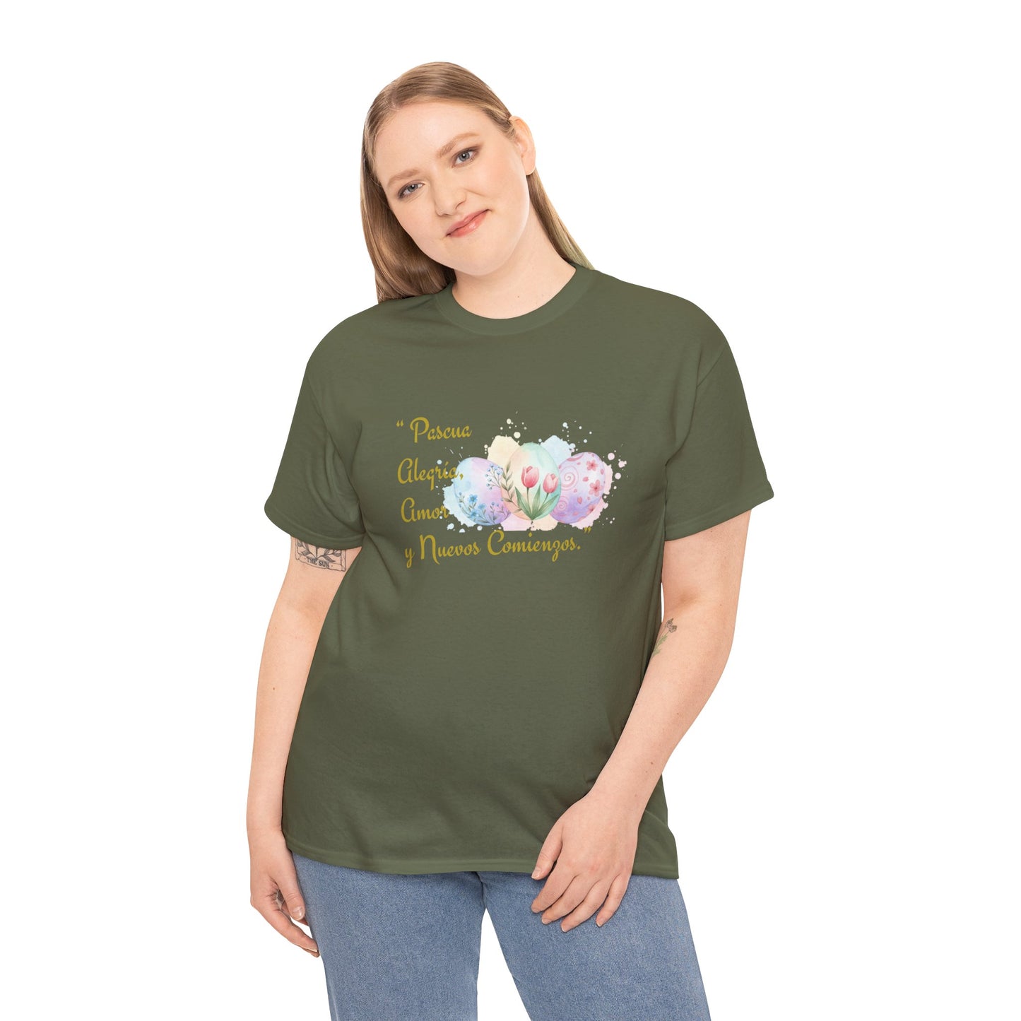 Unisex Heavy Cotton Tee - Easter, Joy, Love, & New Beginnings (Spanish Version)