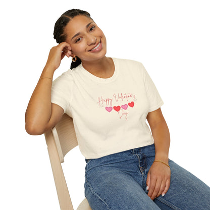 Unisex Softstyle T-Shirt Happy Valentine's Day Four Hearts