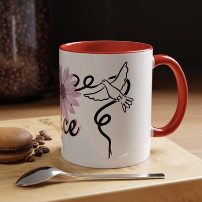 Accent Coffee Mug - Doves with Flower & Peace
