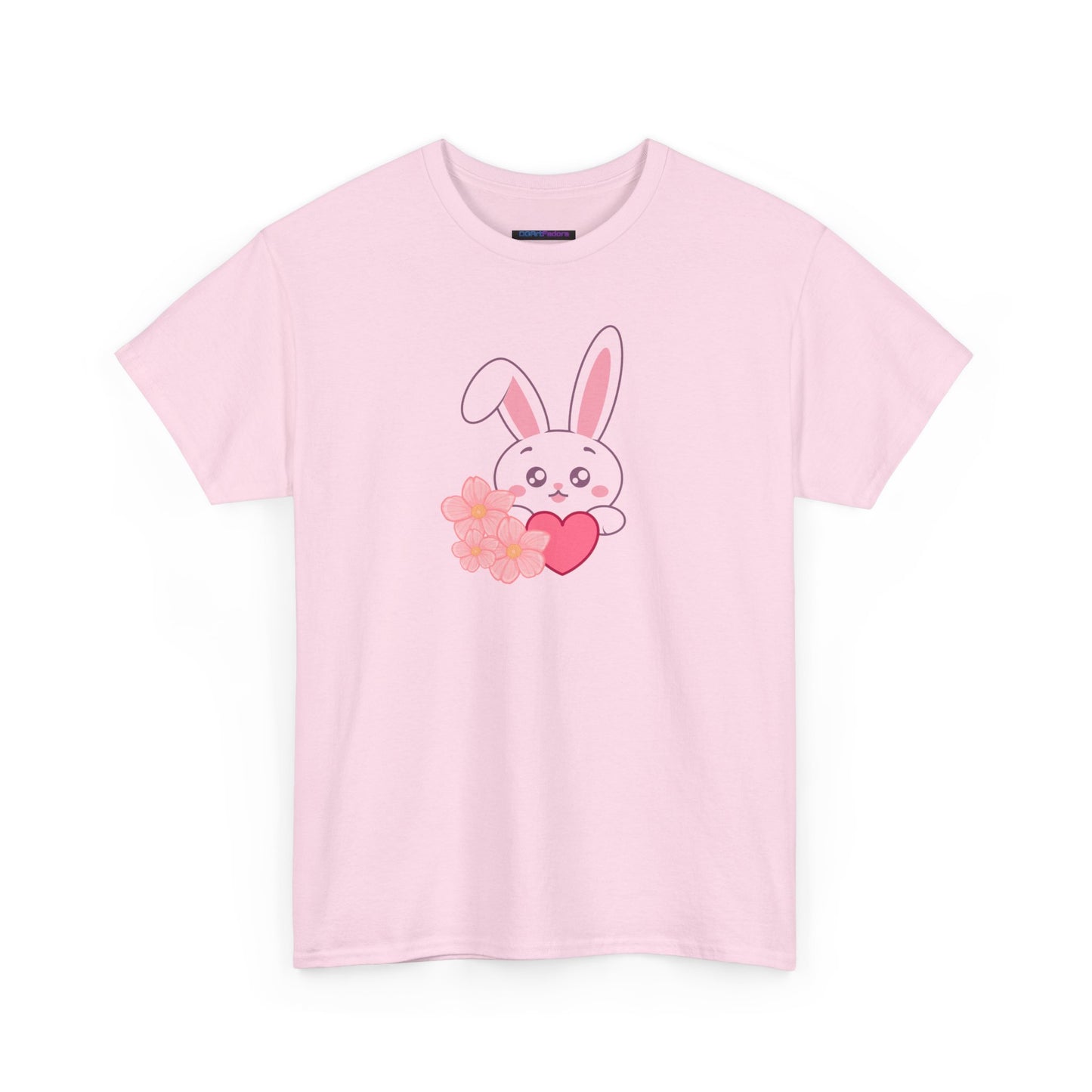 Unisex Heavy Cotton Tee - Whimsical Bunny Holding Heart