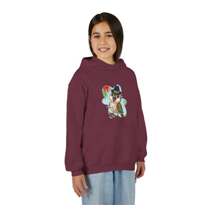 Youth Heavy Blend Hooded Sweatshirt Cigüita the Palmchat