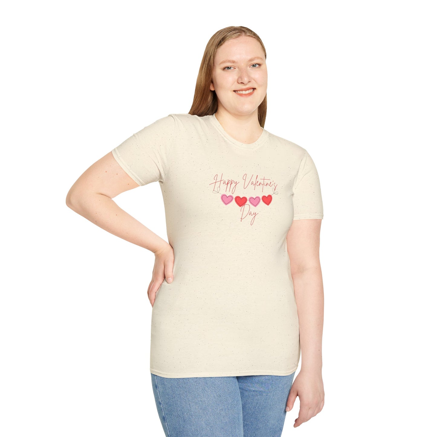 Unisex Softstyle T-Shirt Happy Valentine's Day Four Hearts
