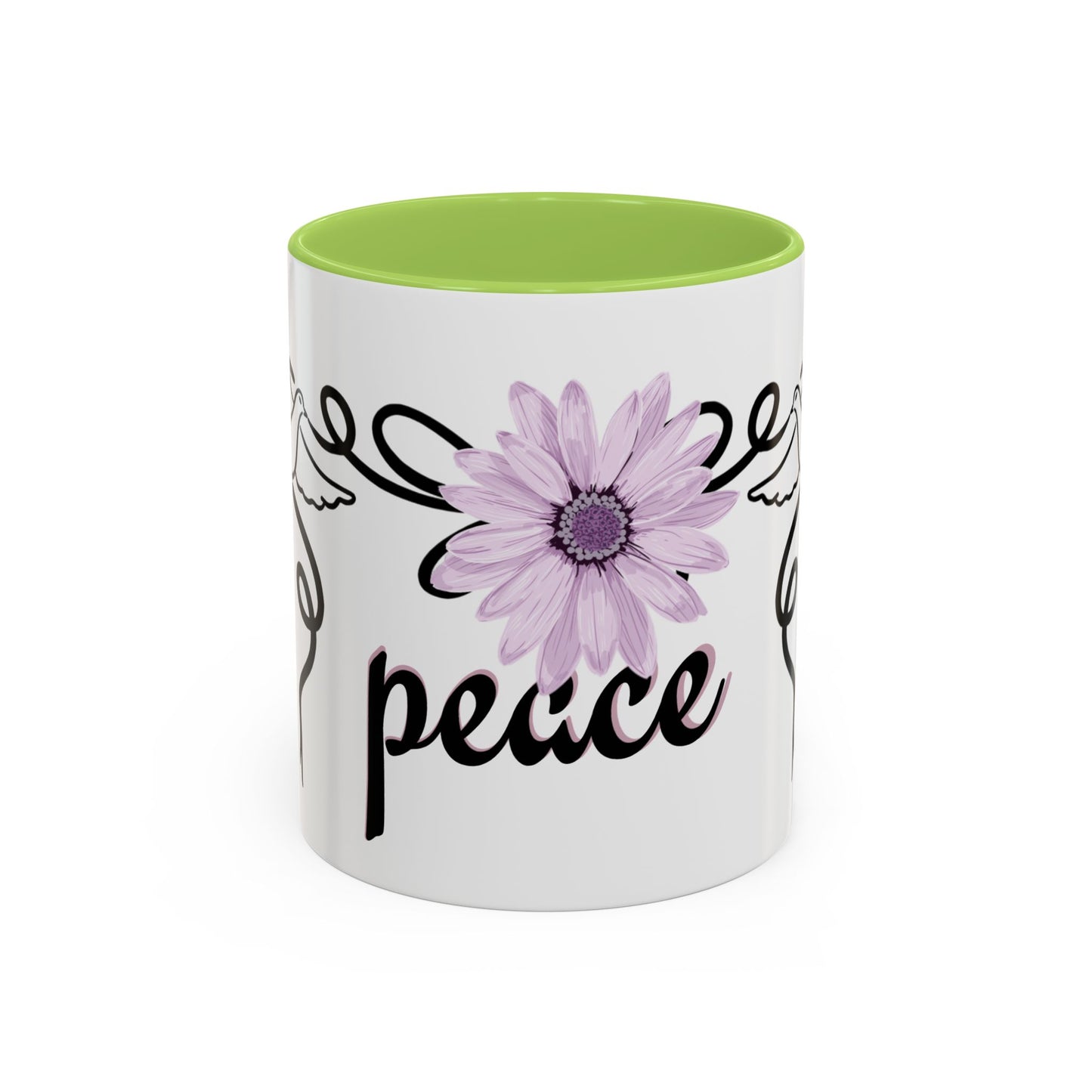 Accent Coffee Mug - Doves with Flower & Peace