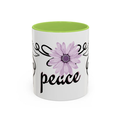 Accent Coffee Mug - Doves with Flower & Peace