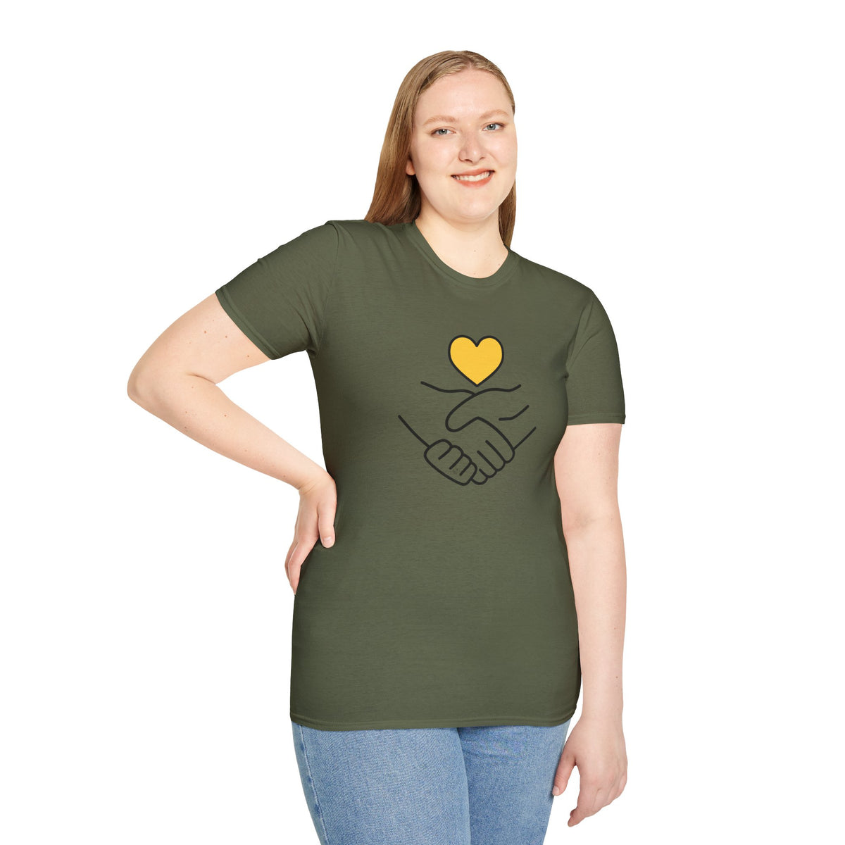 Unisex Softstyle T-Shirt Clasped Hands with Heart