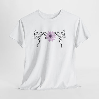 Unisex Heavy Cotton Tee - Doves with Flower