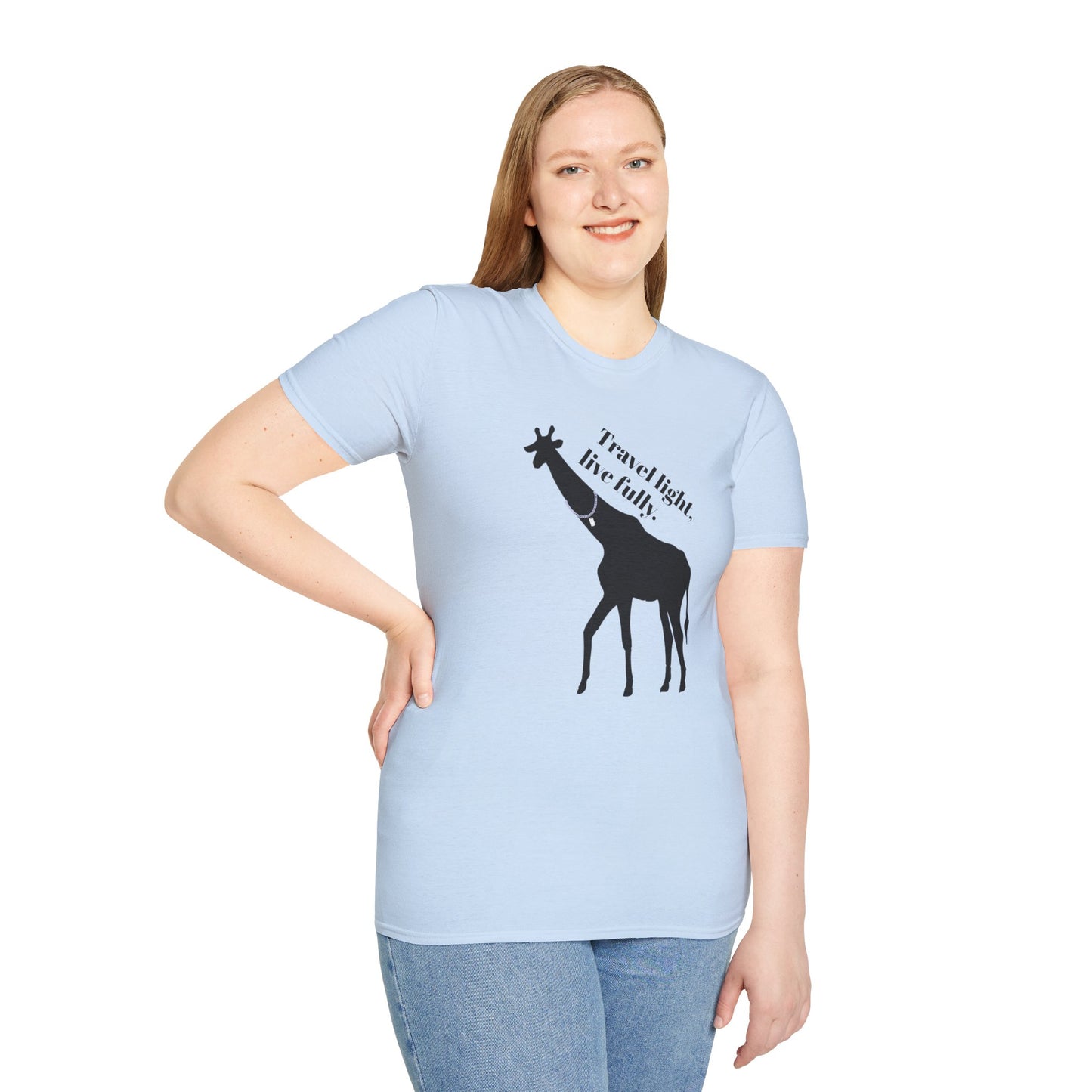Unisex Softstyle T-Shirt Travel Light, Live Fully