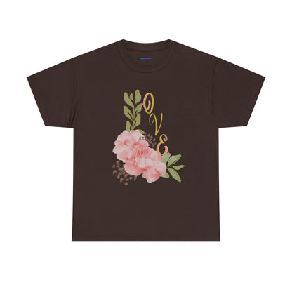 Floral “Love” Design - Unisex Heavy Cotton Tee