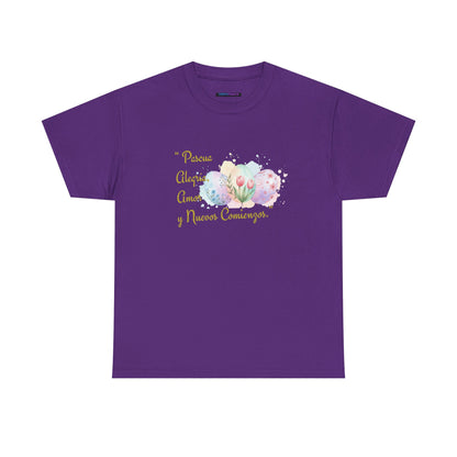 Unisex Heavy Cotton Tee - Easter, Joy, Love, & New Beginnings (Spanish Version)