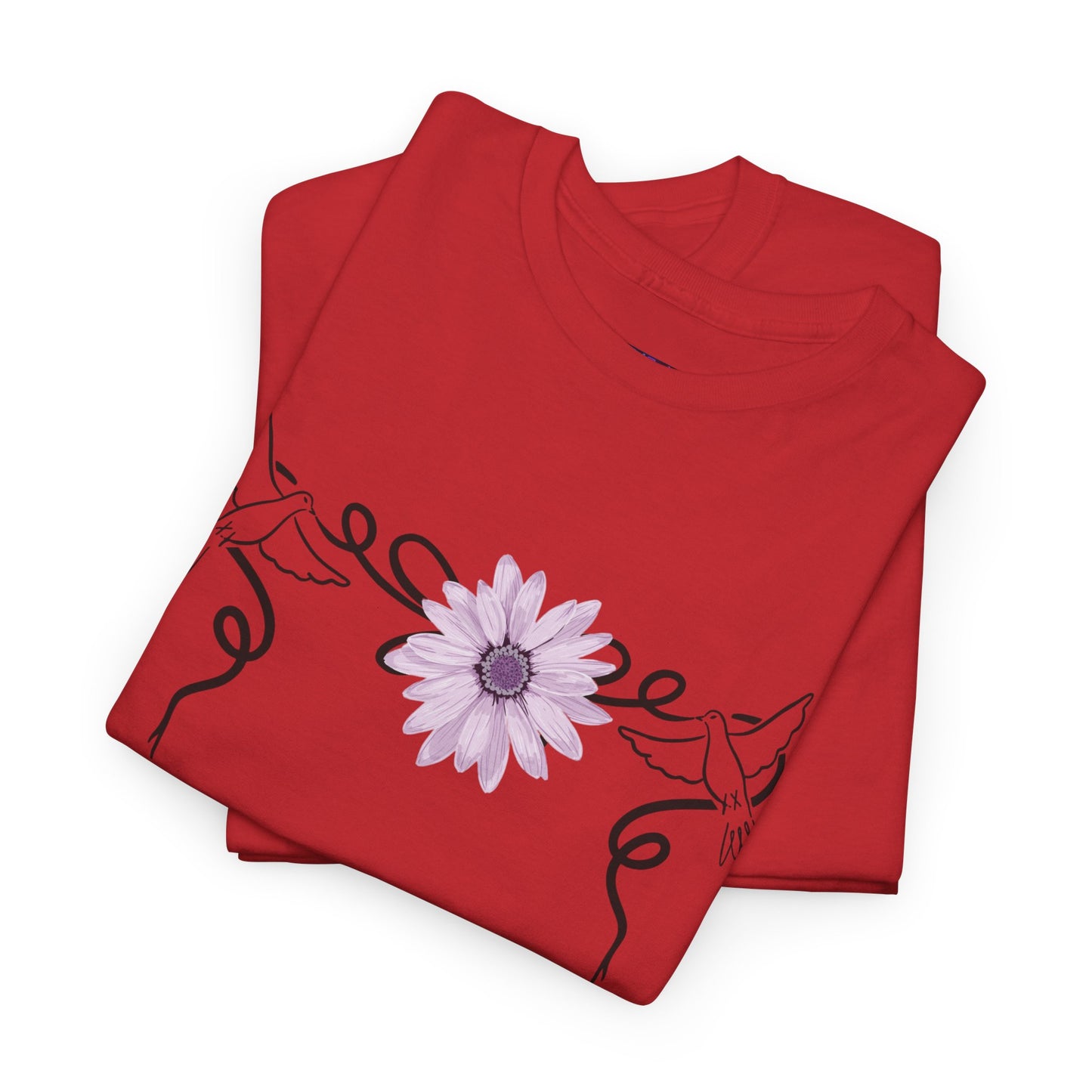Unisex Heavy Cotton Tee - Doves with Flower