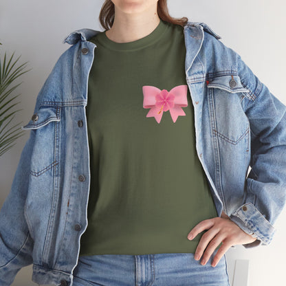 Cute Pink Bow with Flower Accent - Heavy Cotton Tee