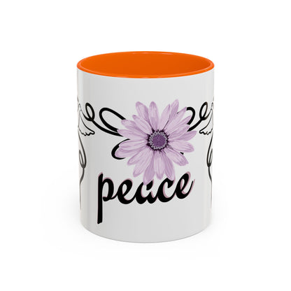 Accent Coffee Mug - Doves with Flower & Peace