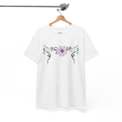 Unisex Heavy Cotton Tee - Doves with Flower