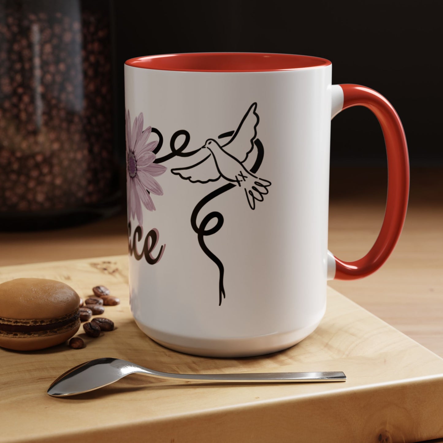 Accent Coffee Mug - Doves with Flower & Peace