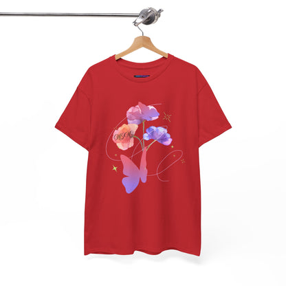 Dreamy Watercolor Flowers & Butterfly - Heavy Cotton Tee