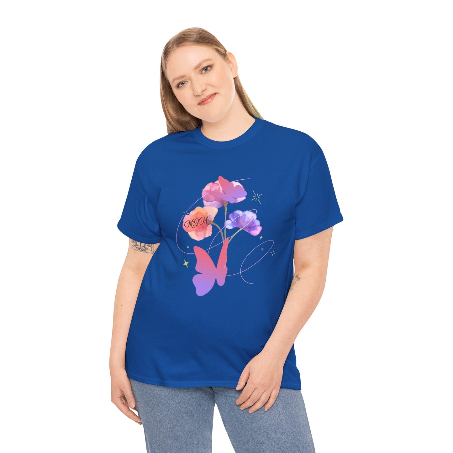 Dreamy Watercolor Flowers & Butterfly - Heavy Cotton Tee