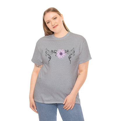 Unisex Heavy Cotton Tee - Doves with Flower