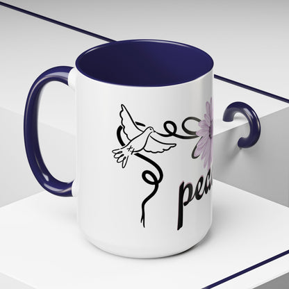 Accent Coffee Mug - Doves with Flower & Peace