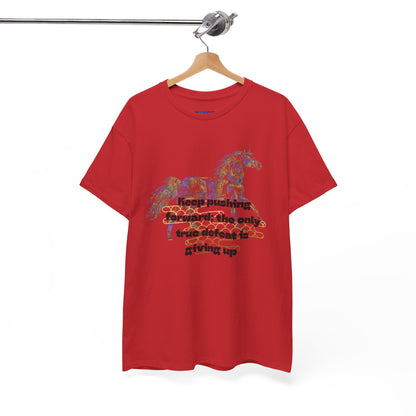 Unisex Heavy Cotton Tee Horse with a Quote Inspiring Success