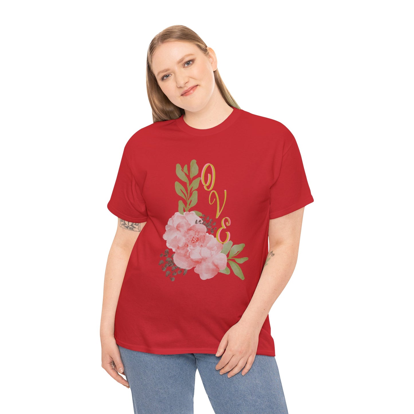 Floral “Love” Design - Unisex Heavy Cotton Tee