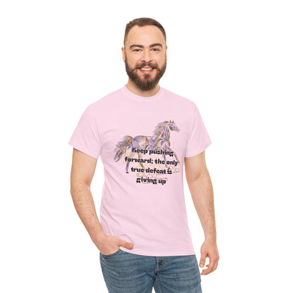 Unisex Heavy Cotton Tee Horse with a Quote Inspiring Success