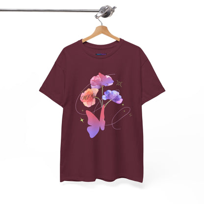 Dreamy Watercolor Flowers & Butterfly - Heavy Cotton Tee
