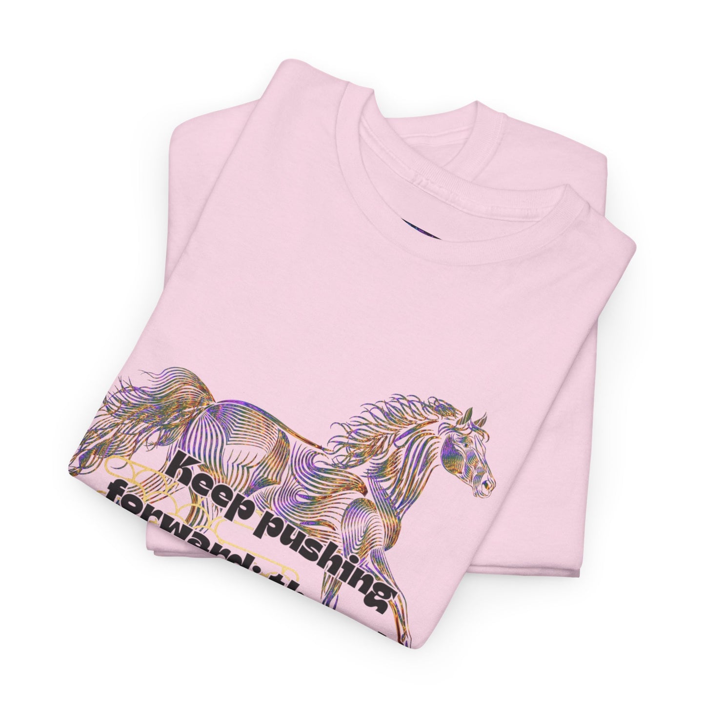 Unisex Heavy Cotton Tee Horse with a Quote Inspiring Success