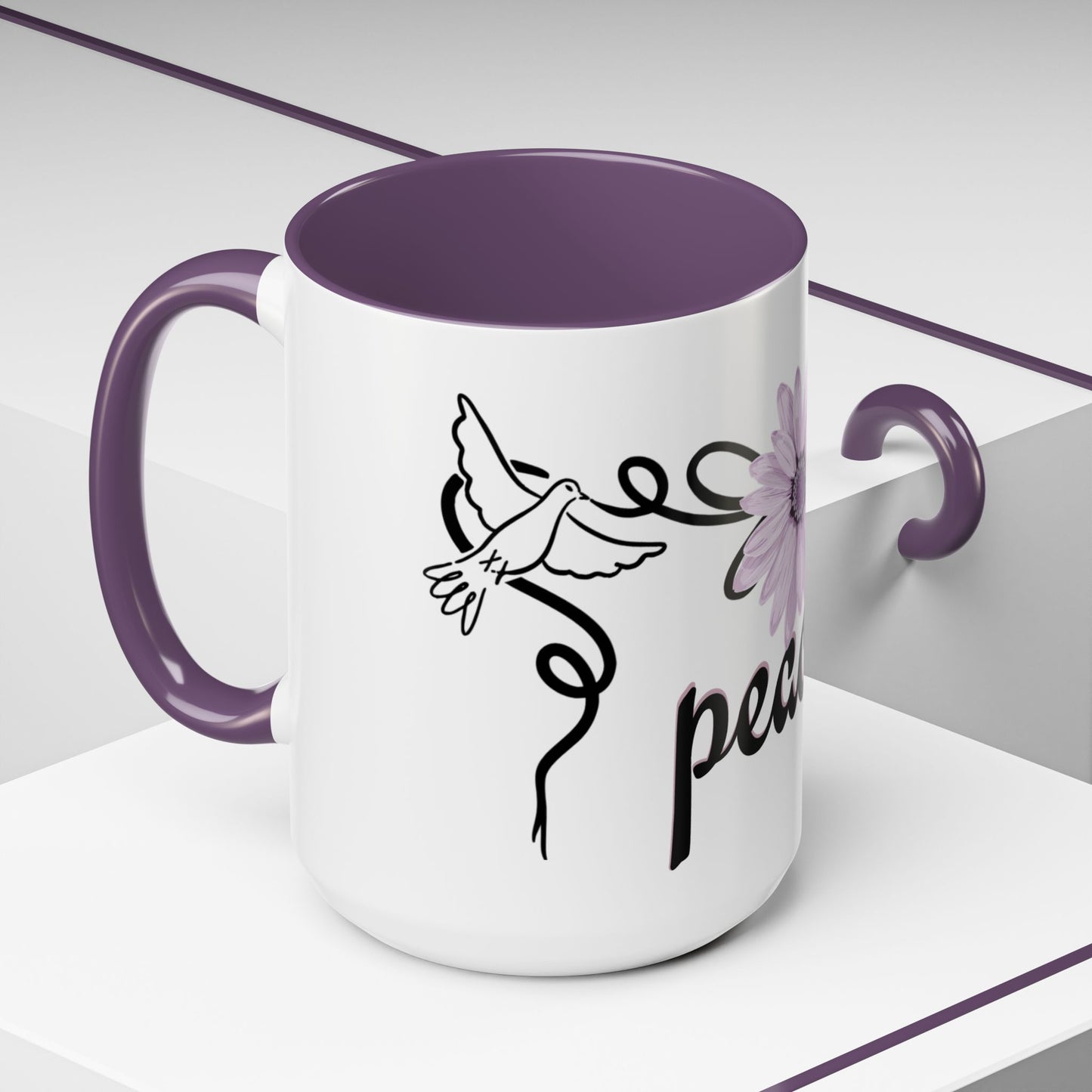 Accent Coffee Mug - Doves with Flower & Peace