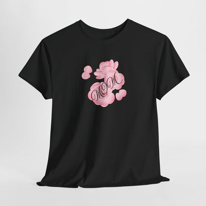 Stylish Mom Lettering with Pink Flowers - Heavy Cotton Tee