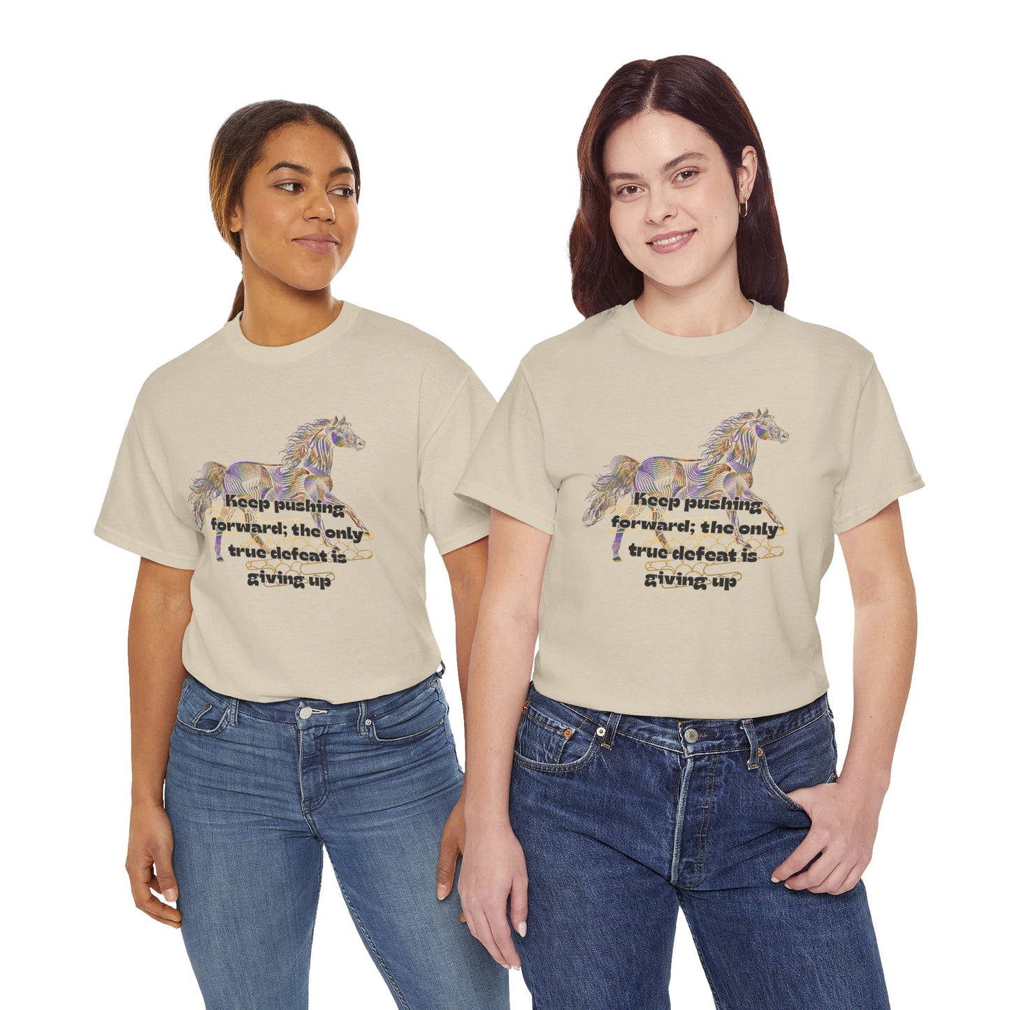 Unisex Heavy Cotton Tee Horse with a Quote Inspiring Success